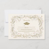 ヴィンテージ植物フローラ卒業 サンキューカード (正面)