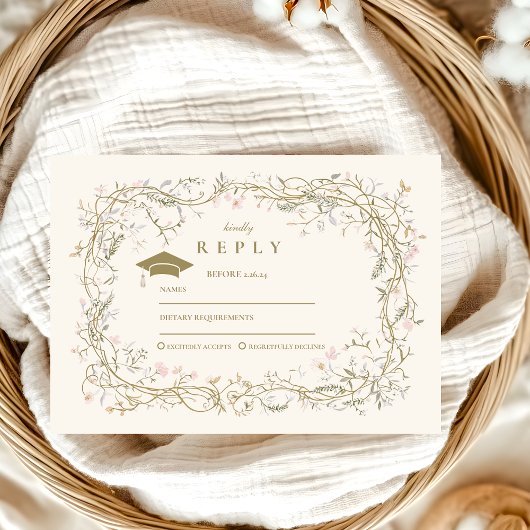 ヴィンテージ植物フローラ卒業 出欠カード