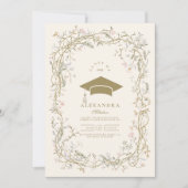 ヴィンテージ植物フローラ卒業 招待状 (正面)