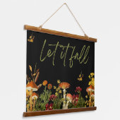 ヴィンテージ植物フローラ秋引用文キノコ 吊り下げ型タペストリー (傾斜あり)