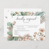 ヴィンテージ植物フローラ結婚出欠届けはがき ポストカード (正面/裏面)