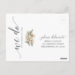 ヴィンテージ植物フローラ結婚出欠届けはがき ポストカード