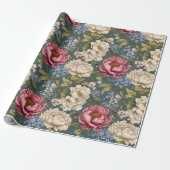 ヴィンテージ植物フローラ ラッピングペーパー (アンロールド)