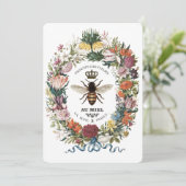 ヴィンテージ植物モダン女王蜂 招待状 (スタンド正面)