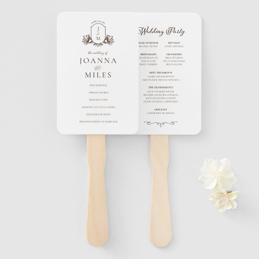 ヴィンテージ植物モノグラムプログラムハンドファン ハンドファン (正面&裏面)