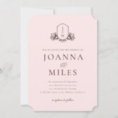 ヴィンテージ植物モノグラム結婚式招待状 招待状 (正面)