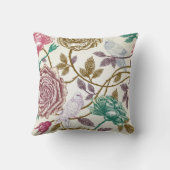 ヴィンテージ植物モノグラム装飾用クッション クッション (裏面)