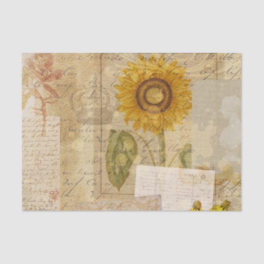 ヴィンテージ植物レトロビクトリアン老化ティッシュペーパー 薄葉紙 (正面)