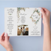 ヴィンテージ植物三折結婚式 プログラム写真 チラシ (手)