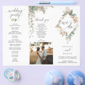 ヴィンテージ植物三折結婚式 プログラム写真 チラシ (シングル)