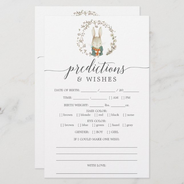 ヴィンテージ植物両面ベビーシャワーゲーム (正面/裏面)