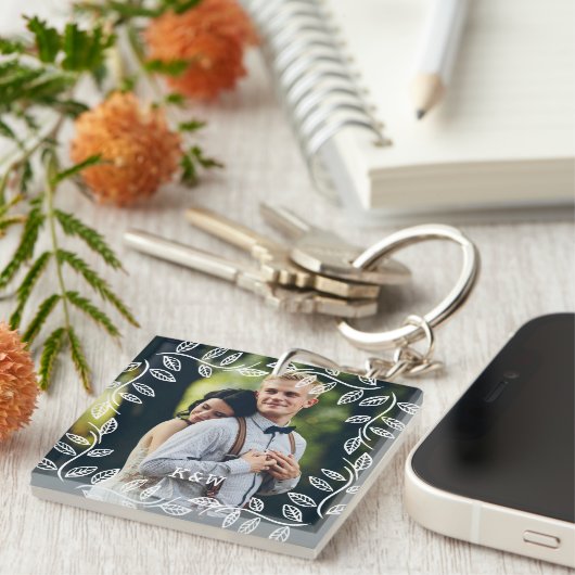 ヴィンテージ植物体のフレームモノグラムの写真 キーホルダー (正面右)