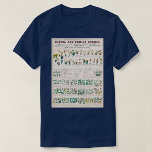 ヴィンテージ植物図植物分類  Tシャツ (デザイン正面)