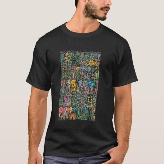 ヴィンテージ植物図花図庭園 Tシャツ (正面)