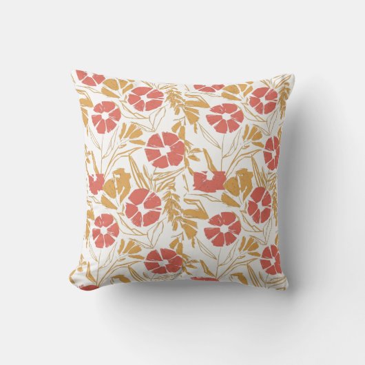 ヴィンテージ植物図（ラベル付き花） クッション (正面)