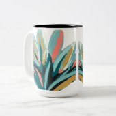 ヴィンテージ植物図(ラベル付き花) ツートーンマグカップ (正面左)