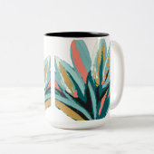 ヴィンテージ植物図(ラベル付き花) ツートーンマグカップ (正面右)