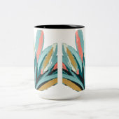 ヴィンテージ植物図(ラベル付き花) ツートーンマグカップ (中央)