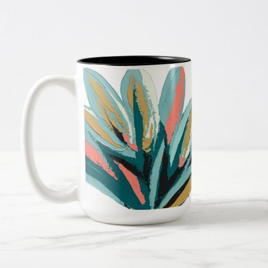 ヴィンテージ植物図(ラベル付き花) ツートーンマグカップ (左)