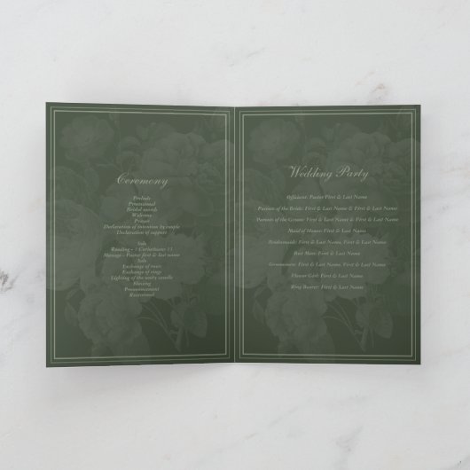 ヴィンテージ植物園パーティー結婚の旅程 プログラム (内部)