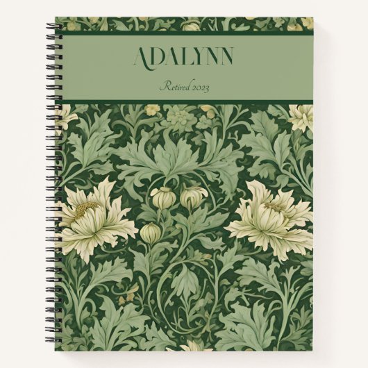 ヴィンテージ植物園マムグリーン向け ノートブック (正面)