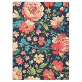 ヴィンテージ植物園花の模様 – 青 クリップボード (裏面)