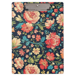 ヴィンテージ植物園花の模様 – 青 クリップボード