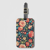 ヴィンテージ植物園花の模様 – 青 ラゲッジタグ (正面縦)
