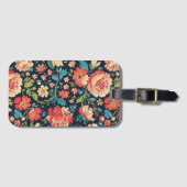 ヴィンテージ植物園花の模様 – 青 ラゲッジタグ (正面横)