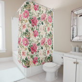 ヴィンテージ植物園花パターンシャワーCu シャワーカーテン (インサイチュ)