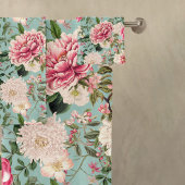 ヴィンテージ植物園花パターンスバストーウ バスタオルセット