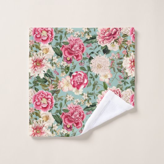 ヴィンテージ植物園花パターンスバストーウ バスタオルセット (ウォッシュタオル)