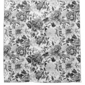 ヴィンテージ植物園花パターン シャワーカーテン (正面)