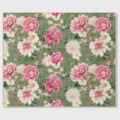 ヴィンテージ植物園花パターン ラッピングペーパー (フラット)