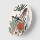 ヴィンテージ植物園 – ワイルドフラワー&プロテアイル ラウンド壁時計 (傾斜)