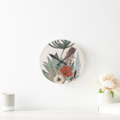 ヴィンテージ植物園 – ワイルドフラワー&プロテアイル ラウンド壁時計 (ホーム)