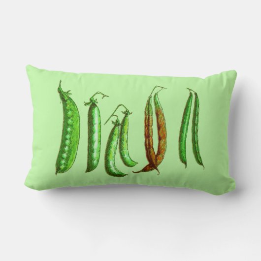 ヴィンテージ植物学イラストレーション、豆とエンドウ ランバークッション (裏面)