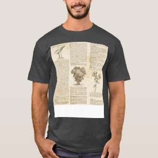 ヴィンテージ植物学イラスト文字ブックゴシックVi Tシャツ