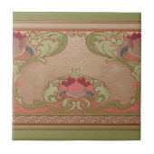 ヴィンテージ植物学フローラアールヌーボー和音 タイル (正面)