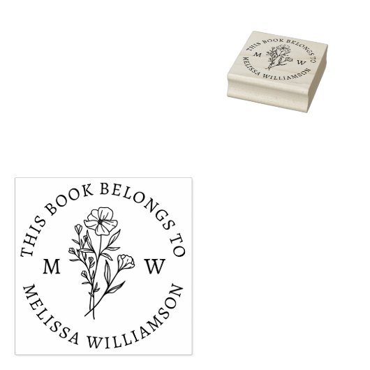 ヴィンテージ植物学フローライニシャル図書館蔵書票 ラバースタンプ (押印)