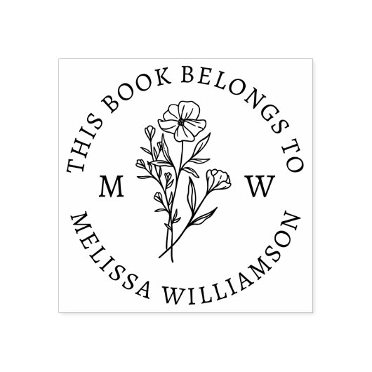 ヴィンテージ植物学フローライニシャル図書館蔵書票 ラバースタンプ (インプリント)