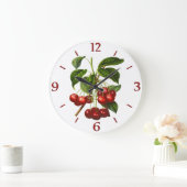 ヴィンテージ植物学赤さくらんぼプリント ラージ壁時計 (ホーム)