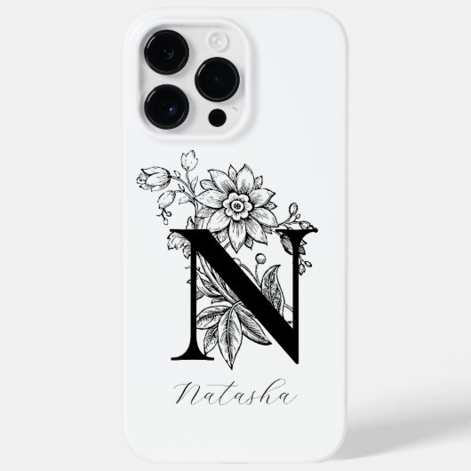 ヴィンテージ植物学風レターNモノグラムネーム Case-Mate iPhoneケース (裏面)