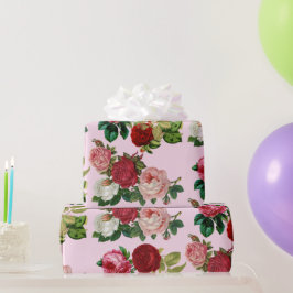 ヴィンテージ植物学/ピンクローズデカップクラフトまたは ラッピングペーパー