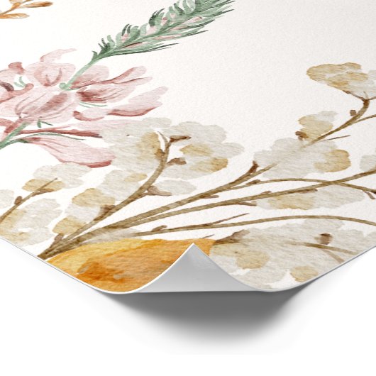 ヴィンテージ植物小フローラ結婚のスケジュール ポスター (角)