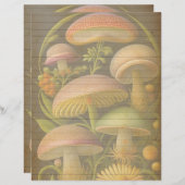 ヴィンテージ植物性きのこスクラップブック紙 (正面/裏面)