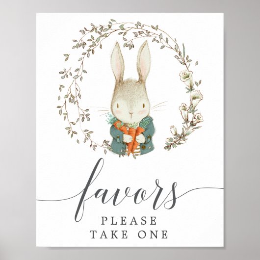 ヴィンテージ植物性の赤ちゃんシャワーの好意サイン ポスター (正面)