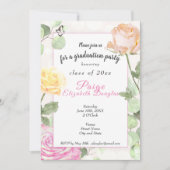 ヴィンテージ植物性ほこりっぽいピーチピンク卒業 招待状 (正面)