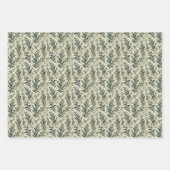ヴィンテージ植物性アイボリー/セージのラップデクページ紙 ラッピングペーパーシート (正面2)