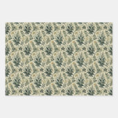ヴィンテージ植物性アイボリー/セージのラップデクページ紙 ラッピングペーパーシート (正面)